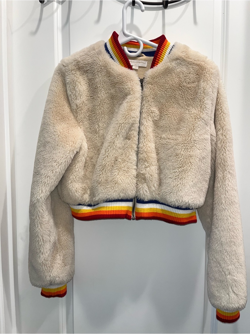 Spiritual Gangster furry bomber jacket rainbow - Picture 2 of 4